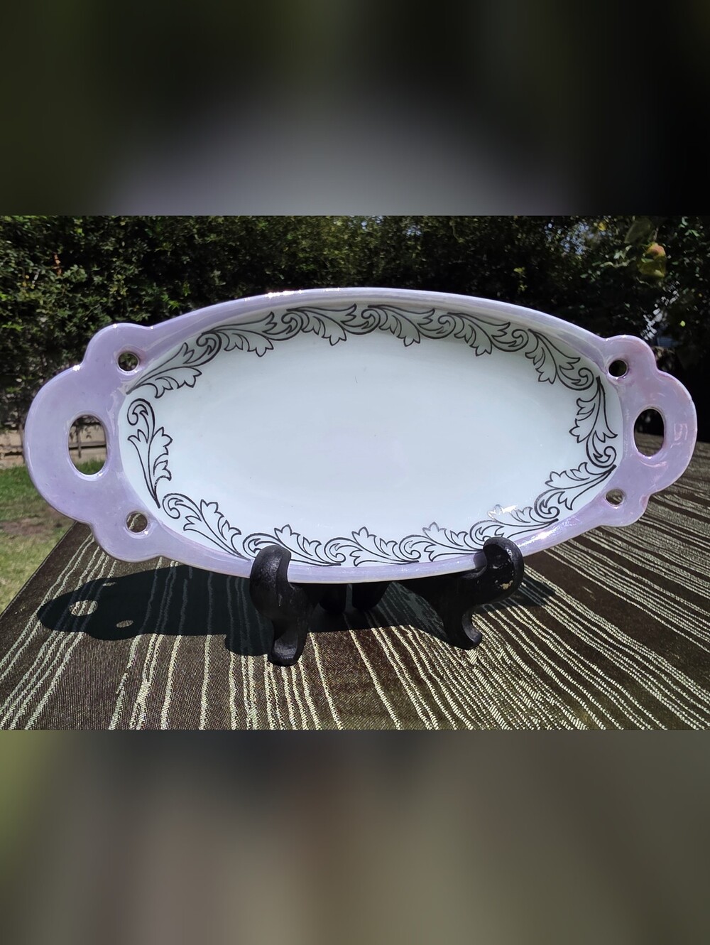 R.S. Germany Porcelain Lavender Lusterware Relish Tray 9.5"